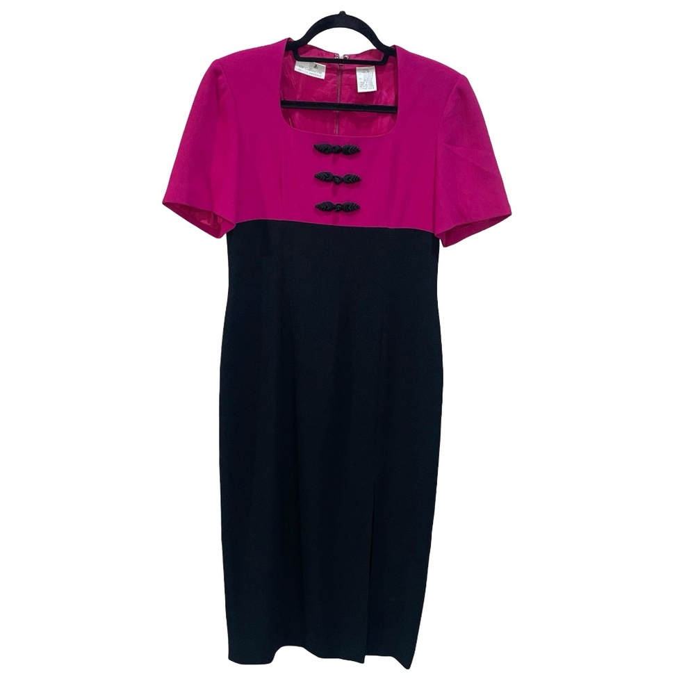 Liz Claiborne Women's Vintage Square Neck Empire Waist Front Slit  Dress Sz 10
